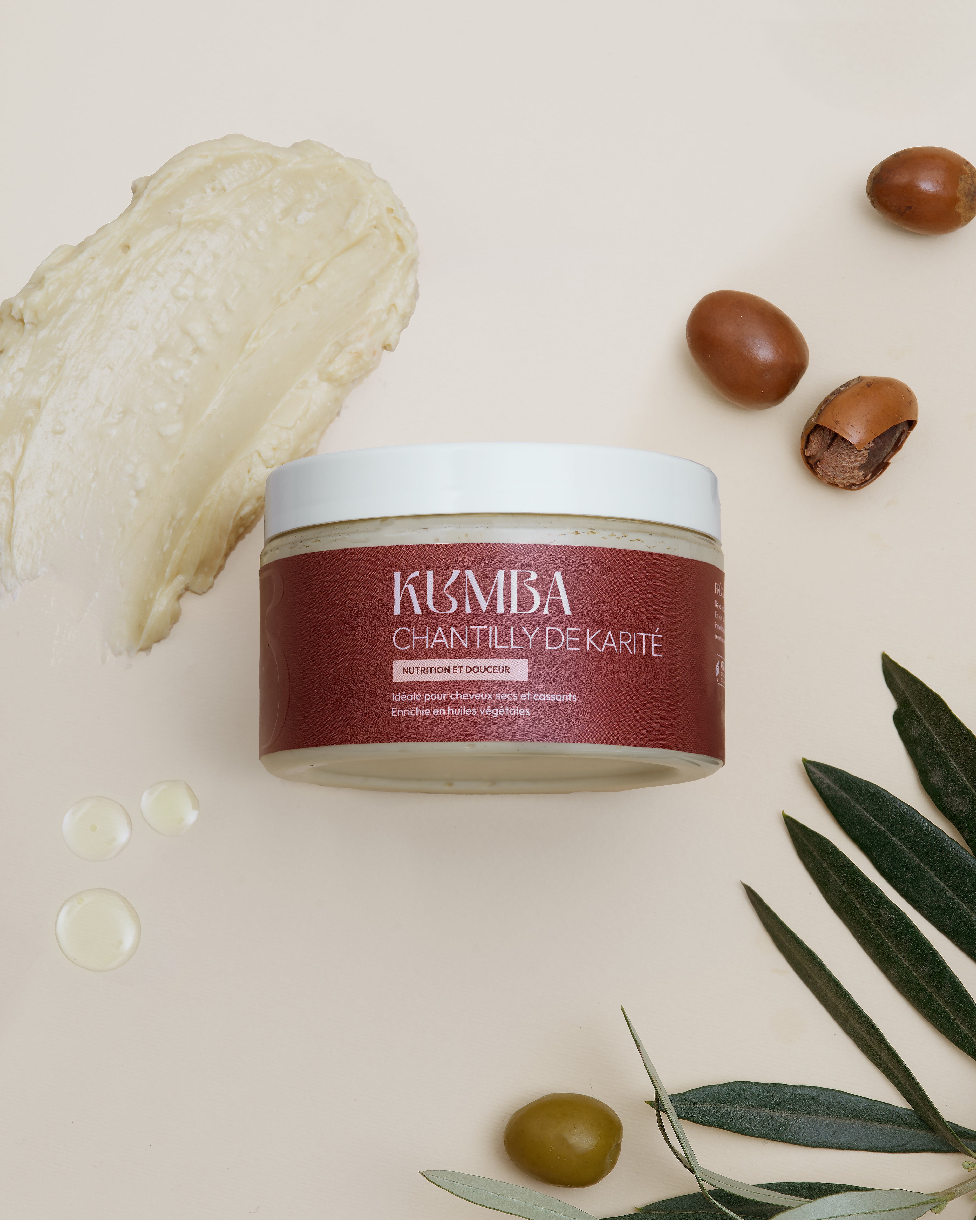 chantilly karité Kumba Cosmetics, pour cheveux secs et cassants : crépus, frisés, bouclés, ondulés