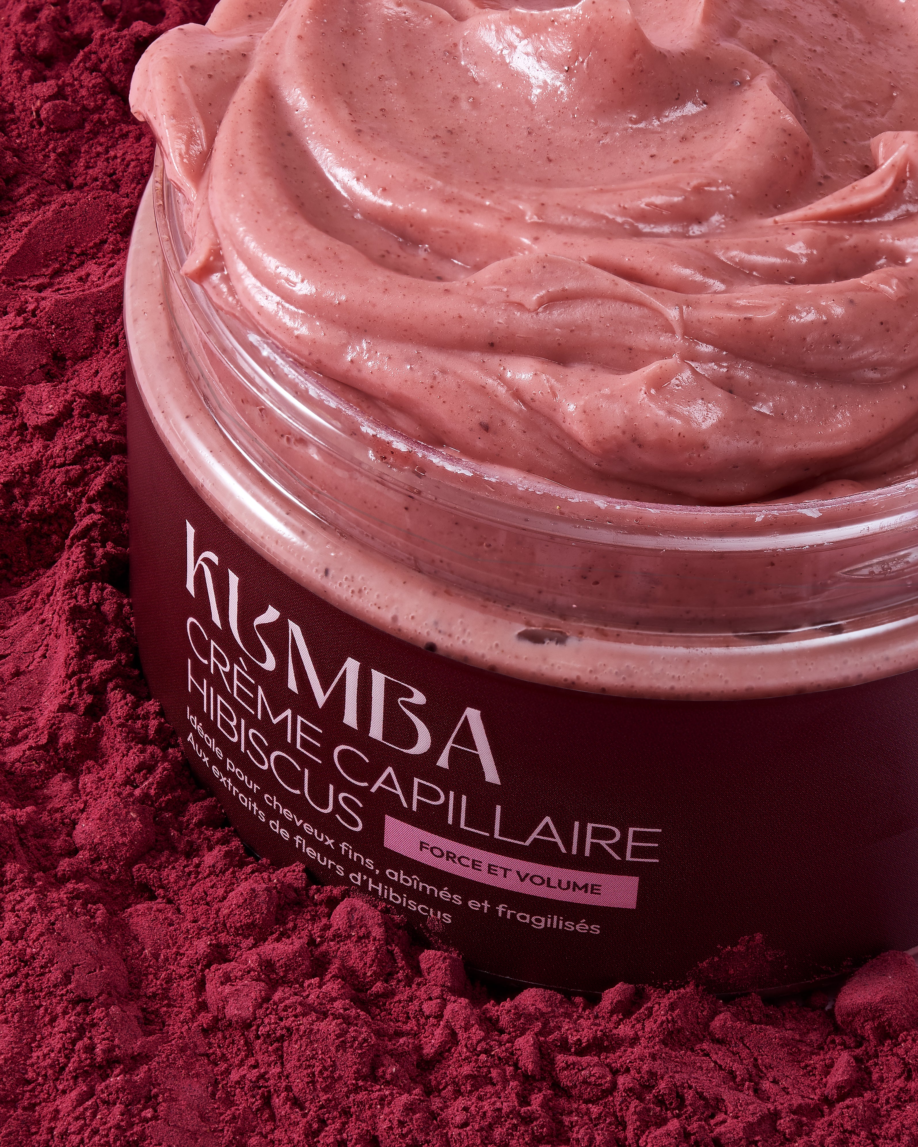 crème capillaire hydratante hibiscus Kumba Cosmetics, force et volume pour cheveux fins et fragilisés : crépus, frisés, bouclés, ondulés