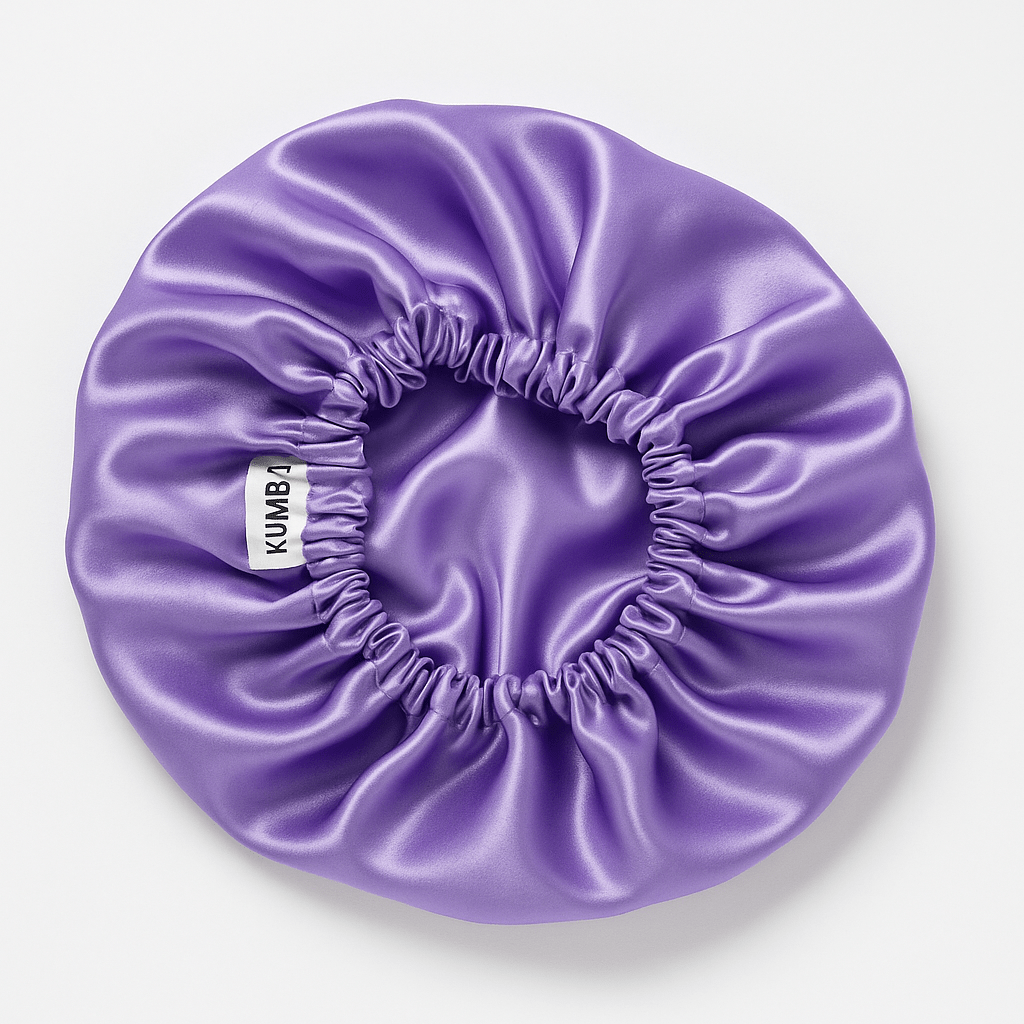 bonnet satin cheveux Kumba Cosmetics, pour cheveux texturés : crépus, frisés, bouclés, ondulés