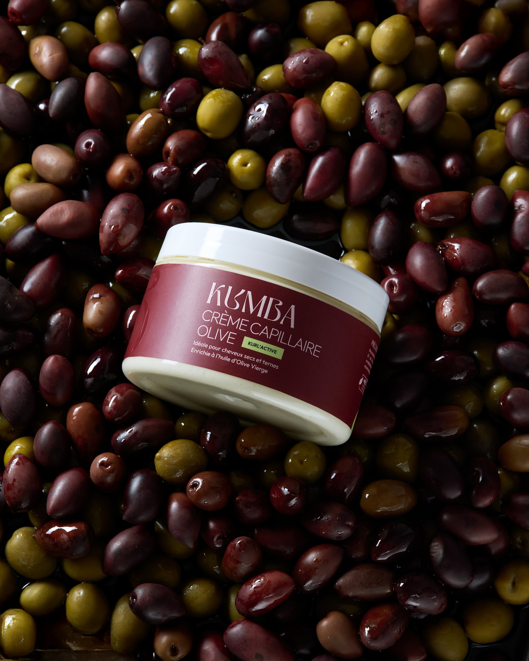 crème capillaire hydratante olive Kumba Cosmetics, pour cheveux secs et abîmés : crépus, frisés, bouclés, ondulés, locksés