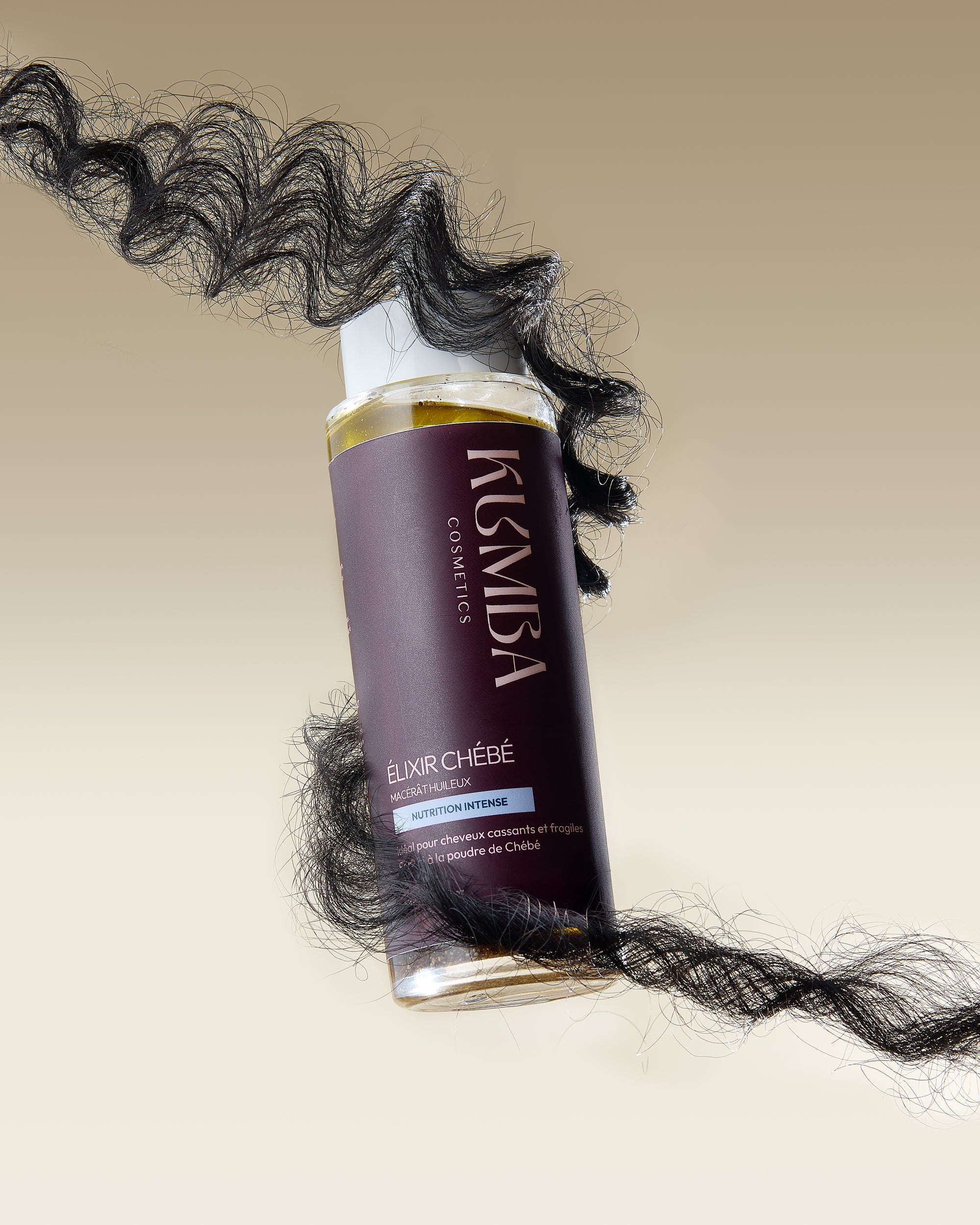huile chébé Kumba Cosmetics, macérât huileux, élixir longueur pour cheveux cassants : crépus, frisés, bouclés, ondulés