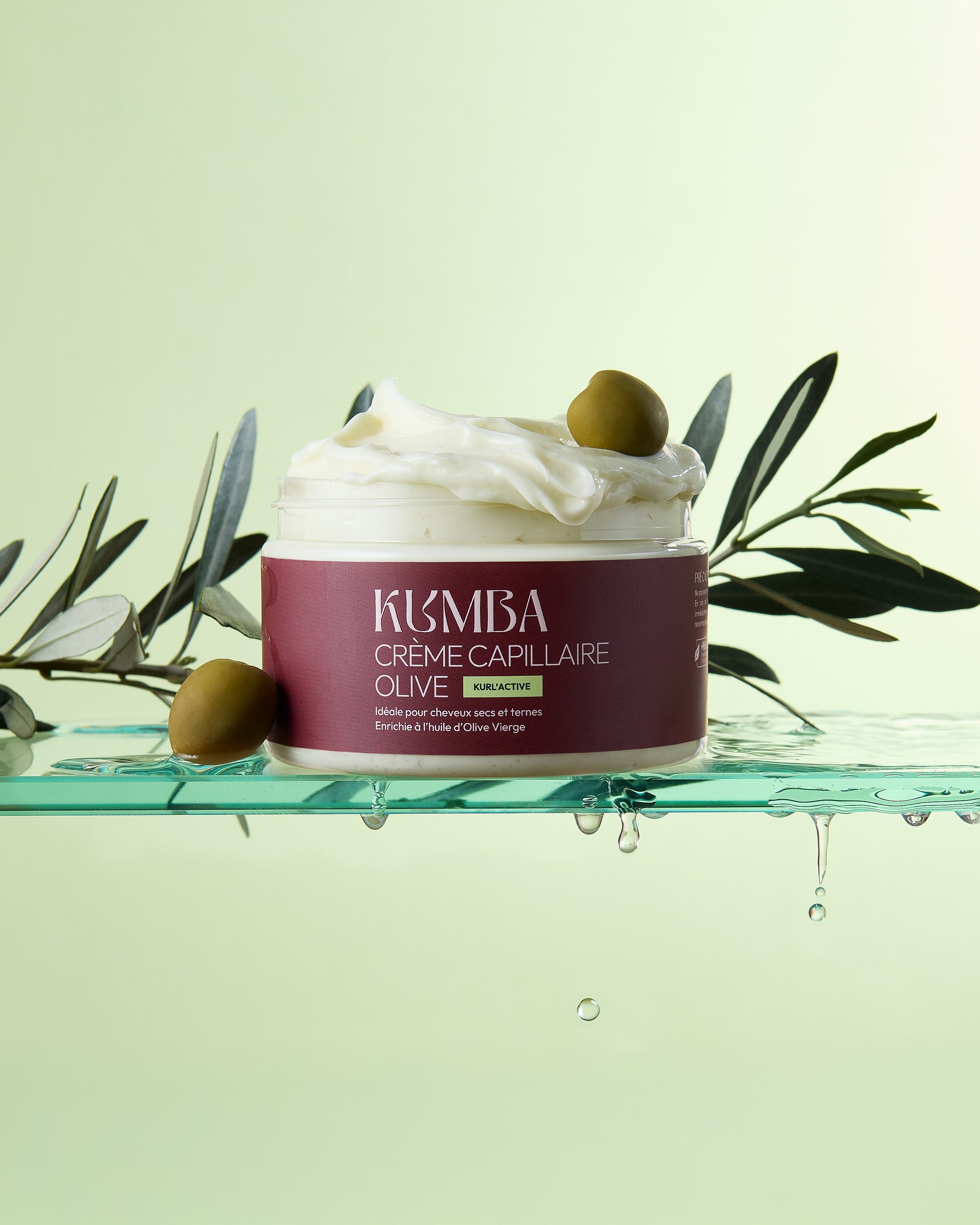 crème capillaire hydratante olive Kumba Cosmetics, pour cheveux secs et abîmés : crépus, frisés, bouclés, ondulés, locksés