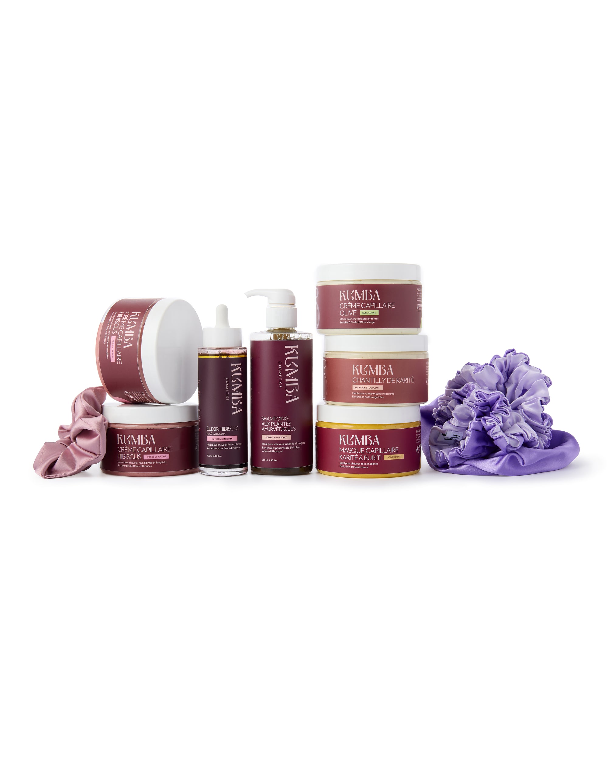 coffret routine capillaire Kumba Cosmetics, le coffret d’exception chébé ou hibiscus pour cheveux texturés : crépus, frisés, bouclés, ondulés
