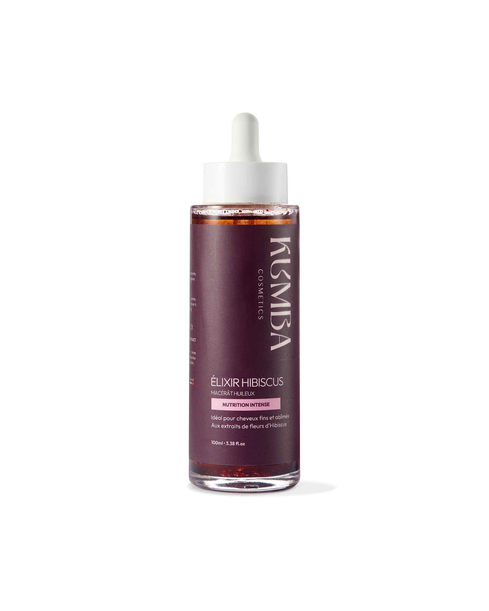 huile hibiscus Kumba Cosmetics, macérât huileux, élixir force et volume pour cheveux fins et fragilisés : crépus, frisés, bouclés, ondulés